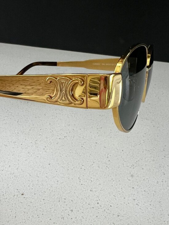 CELINE CL40235U Triomphe Metal 01 oval GOLD  sunglasses main image 5